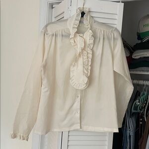 Vintage cream Secretary Blouse with bow